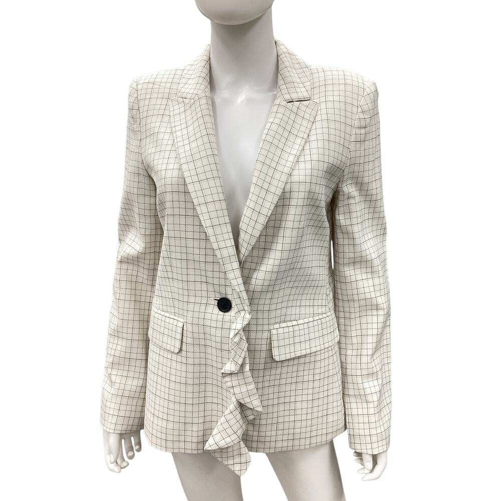 NWT Joie Blazer Women’s Size M Cotton One Button Closure Windowpane Pattern